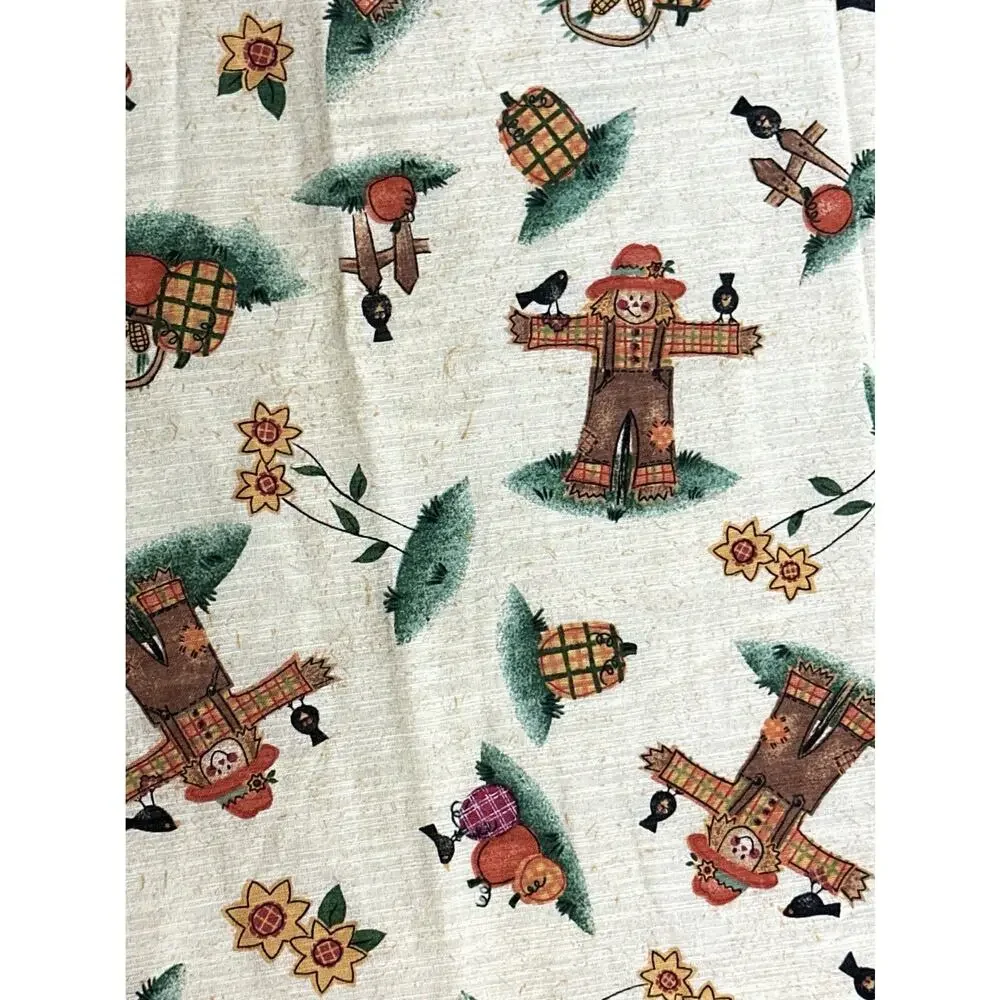 Fall Scarecrow Pumpkin Harvest Tablecloth 56x98” Autumn Thanksgiving Fabric